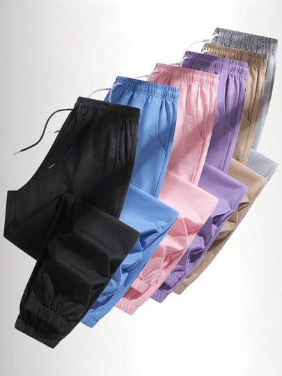 女士户外百搭休闲裤，黑色，多功能，防污，舒适透气，抽绳设计，九分裤长