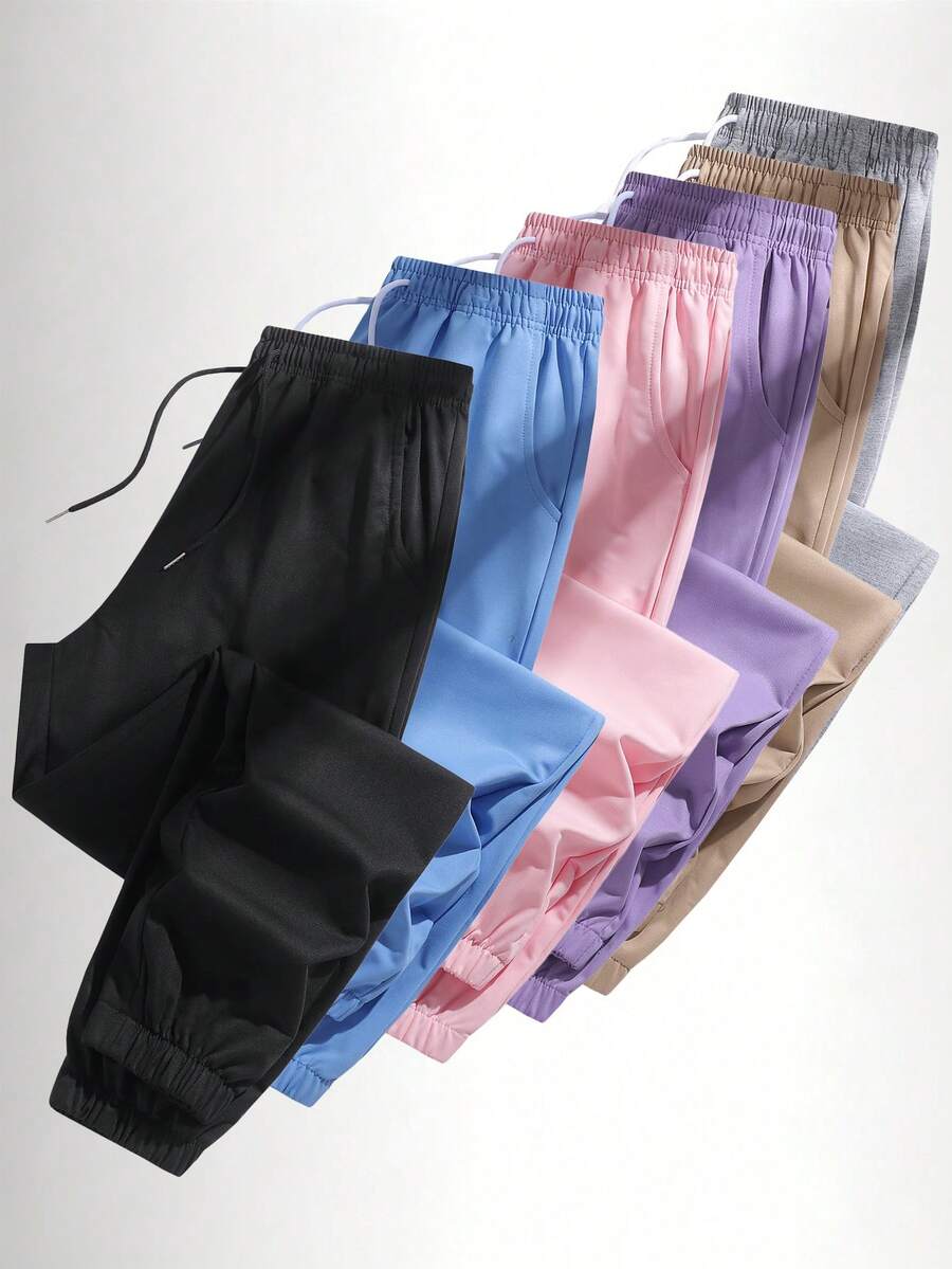 女士户外百搭休闲裤，黑色，多功能，防污，舒适透气，抽绳设计，九分裤长 - 黑色 - 查看 1