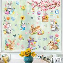 2pcs/Set Easter Bunny Driving Car Egg Hanging Decor Window Stickers, Includes Flower & Chick Patterns, Removable Glass Stickers, Suitable For Bedroom, Living Room, Balcony And Display Window Decoration - Multicolor - View 7
