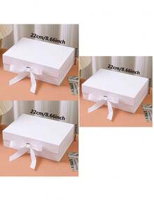 1个折叠式单片翻盖包装盒 磁吸式包装盒 硬纸盒 礼品盒 情人节 生日 母亲节 节日活动包装 - 白色 - 查看 3