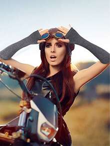 Women's Long Arm Sleeve Fingerless Gloves, Gothic Style Thumb Hole Exposed Finger Knitted Elbow Length Arm Warmers, Unisex Classic Fashion Stretchy Fingerless Arm Sleeves For Cosplay - Multicolor - View 3