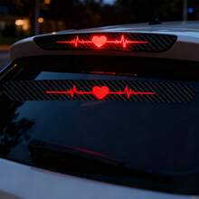 High Mount Stop Light Decal - 3D Carbon Fiber Heartbeat & ECG Pattern Sticker, Matte Finish For Car Safety With Enhanced Visibility, Waterproof Tail Light Decoration - Multicolor - View 3