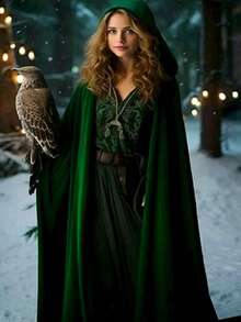 Capa de fantasia para festa de carnaval (1 peça), ideal para cosplay de Ceifador, perfeita para baile de máscaras, traje e adereço para apresentações de vampiros e magos. - Verde - Ver 2