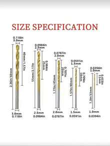 50/100件組 鈦合金塗層高速鋼鑽頭組 - 重型HSS鑽頭，尺寸1-3mm (1/16"-1/8") 及更小尺寸 (1/32", 1/64")，螺旋槽設計，圓柄，適用於木材、金屬、塑料、乾壁 - 家居用品 - 彩色 - 查看 5