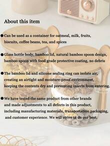 1 Set Round Glass Airtight Canister With Bamboo Lid & Spoon, Food Storage Container For Sugar, Coffee, Nuts, Glass Kitchen Jars For Flour, Cookies, Candy, Matcha Tea, Nuts And Spices, Also For School Supplies - Multicolor - View 11