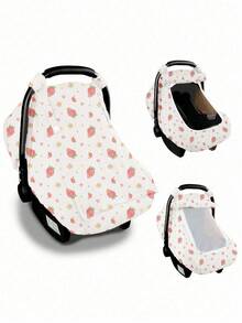 1pc Baby Basket Dust Cover, Cotton Muslin Breathable Protective Cover, Spring/Summer Baby Dust-Proof, Windproof, Sunscreen Canopy, Mesh Mosquito Net With Open Window, Universal