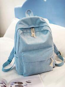 1 Peça Mochila Bordada com Nome Personalizado, Mochila Estilo Faculdade em Veludo Cotelê para Mulheres, Mochila Bordada com Nome de Grande Capacidade e Moda - Multicolorido - Visão 9