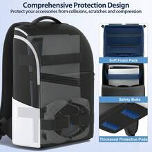 Dual Compartment Backpack For Console, Thick Protective Bag With Organized Storage For Console, Controllers, Games, Cables And Other Accessories, Compatible With PS5/ Slim/ Pro, Sturdy And Durable - For P5 Backpack - View 4