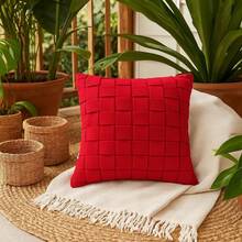 Cushion Cover With Cotton Ribbons, Macrame, Boho Chic, Rustic, Trance, Modern, 45cm X 45cm - 紅色 - 查看 8