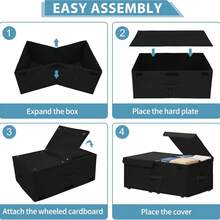 2 Pack Under Bed Storage Container With Wheels, 5"/10" High Deep Underbed Rolling Box Storage Bins Drawers With Lids For Bedroom, Dorms, Clothes, Shoes, Blankets, No Assemble Required, Black/Grey - 10 in black - 查看 3