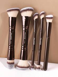 MAANGE Set de 1/5/7 piezas de brochas de maquillaje profesionales de tubo de aluminio suave con bolsa de almacenamiento, incluye brocha de base, brocha de sombra de ojos, brocha de polvo, brocha de cejas, brocha de mezcla, brocha de iluminador, para uso diario y viajes, accesorios de maquillaje, regalo para amigos