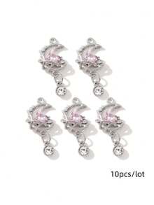 10/20pcs Random Y2K Pink Series Drip Oil Alloy Pendant, Cute Small Bear, Heart, Four-Pointed Star, Moon DIY Craft Material For Bracelet, Necklace