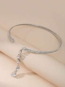 1 chiếc vòng cổ và dây đeo đầu công chúa hình giọt nước thanh lịch, mặt dây chuyền hình bầu dục, vòng cổ choker đính đá sang trọng đa năng, phụ kiện đội đầu cô dâu, trang trí chữ lấp lánh, đính pha lê, thích hợp cho các bữa tiệc, đám cưới, chụp ảnh. - Dây chuyền móc bạc 071 - Xem 5