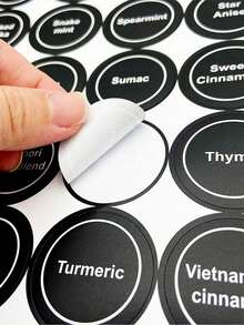 5 Packs Of 180pcs Round Spice Labels With Adhesive, Blank Writable Labels For Spice Jars, Seasoning Labels, Suitable For Kitchen Storage Cans, Lids, Food Containers And Spice Storage Boxes - Black - View 6