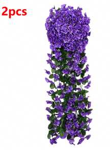 2pcs Artificial Violet Hanging Vines, Outdoor Decor, Fake Violet Flowers Home Wall Decor, Wedding, Halloween, Christmas, Thanksgiving Decoration - Violet Wall Hanging - View 8