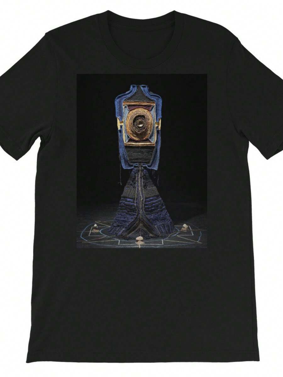 UNISEX Mandala Print Shadowwork Tshirt - 黑色 - 查看 1