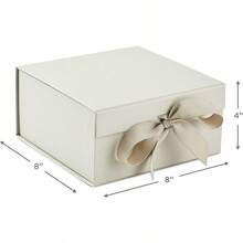 Hallmark - Cajas de regalo medianas con lazo y relleno de papel triturado paquete de 2 caja blanca envejecida de 8 pulgadas para bodas despedidas de soltera graduaciones cumpleaños regalos de - Blancoantiguo - Ver 3