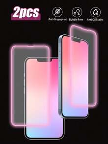 [2 unidades] Protector de pantalla de burbujas que brilla en la oscuridad, compatible con iPhone 6/7/8/X/XR/11/12/13/13 Mini/13 Pro/13 Pro Max/14/14 Plus/14 Pro Max/15/15 Plus/15 Pro/15 Pro Max/16/16 Plus/16 Pro/16 Pro Max/17/17 Air/17 Pro/17 Pro Max, diseño personalizado, amigable para los ojos, ultra claro, diseño compatible con todos los estuches protectores, anti-arañazos, anti-caídas, cobertura completa, fácil instalación - Rosa - Ver 20