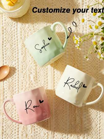 1 st. anpassad namnmugg, tonad keramisk mugg, minimalistisk elegant kaffekopp, lämplig för kontor, studenthem, kök, matsal, sovrum, arbetsrum, heminredning, resegåva och rolig present, tvättbar, kan innehålla öl, juice, mjölk, kaffe etc.