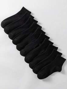10双透气吸湿袜，男女通用，适合日常穿着、返校季、情人节、节日礼物 - 黑色 - 查看 2