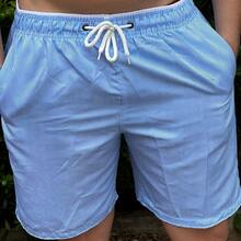 Men's Bermuda Shorts In Thick Tactel Fabric With Drawstring And Knot - 淺藍色 - 查看 9