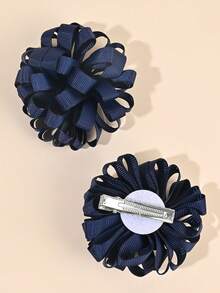 2入組海軍藍毛絨花髮夾,適合兒童 - 藏蓝色 - 查看 7