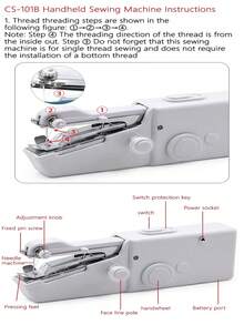 1套手持缝纫机，含1套缝纫工具包，满足所有家庭缝纫需求 - 快速缝纫迷你便携式缝纫机，适合初学者和成人，易于使用，适用于缝制衣服、布料、居家旅行、DIY（颜色随机） - 彩色 - 查看 5