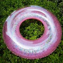 1pc Transparent Sequin Inflatable Swimming Ring, Thick PVC Crystal Swimming Ring Armpit Float, Adult
