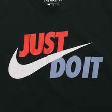 Nike Sportswear Just Do It Retro American Style Letter Breathable Print Crew Neck Short Sleeve T-Shirt, Black & Red - 黑色 - 查看 6