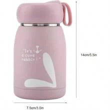 XGJMini Bota de Agua de 320 Ml Taza de Vacío con Patrón Lindo de Acero Inoxidable Portátil Taza Bota de Agua para Niños Pequeños Niñas y Niños en Interes y Exteres - Rosa - Ver 4