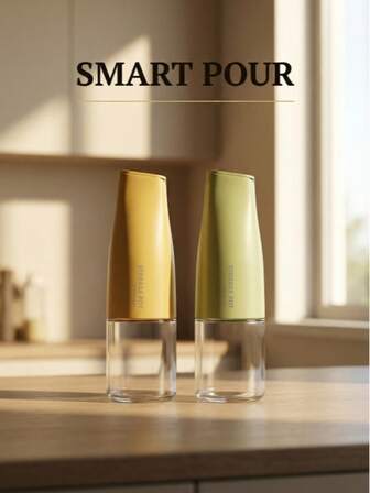 1 st. automatisk öppning/stängning av glasoljeflaska, icke-hängande olje- och vattenseparatorflaska för kök, lämplig för förvaring av olja/krydda, lätt att rengöra, oxidationsbeständig, gravitationsöppning/stängning av oljeflaska, köksförpackningar som är viktiga