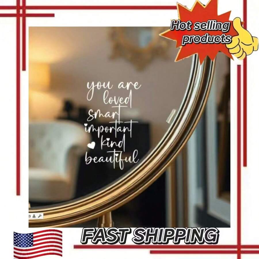 1 Mirror Sticker – Inspirational Self-Love Vinyl Decal, Positive Affirmation Wall Sticker, Suitable For Bedrooms, Bathrooms, And Dressing Tables, Removable And Waterproof Motivational Quote Sticker, Bedroom Decor, Home Decor, Living Room Wallpaper, Wall Decal, Party Decoration, Office Decoration, Home Furnishings, Personalized Sticker, Mirror Wall Decor, Wall Mirror, Room And Bathroom Decoration - White - View 1