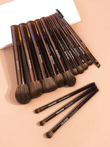 MAANGE 13pcs/17pcs Professional Makeup Brush Set, Includes Soft Makeup Brushes, Makeup Bag And Makeup Sponges, Travel Makeup Brush Set - Chocolate Brown - View 2
