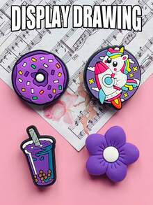 16-80 件装彩色混搭系列，节日系列、紫色系列、海洋系列、恐龙系列、粉色系列，DIY 鞋饰钥匙扣凉鞋沙滩鞋饰，优质 PVC 材质，流行装饰配件，圣诞节、生日、派对的绝佳礼物 - 紫色 - 查看 7