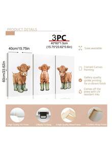 3 bức tranh in hình bò cao nguyên, tranh trang trí bò cao nguyên màu xanh lá cây nhạt, tranh màu nước hình bò cao nguyên làm quà tặng, tranh in chủ đề nông trại, trang trí tường chủ đề tựu trường, quà tặng ngày lễ, trang trí phòng ngủ, trang trí phòng khách, trang trí văn phòng, trang trí lớp học, tranh treo tường, trang trí nhà cửa, trang trí phòng, tranh canvas, poster, tranh có khung, có nhiều lựa chọn khung. - Nhiều màu - Xem 9