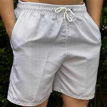 Men's Bermuda Shorts, Thick Tactel Fabric, Striped, Drawstring, Knot Detail. - 淺灰色 - 查看 9