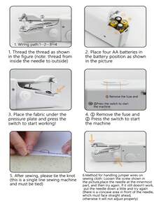 1套手持缝纫机，含1套缝纫工具包，满足所有家庭缝纫需求 - 快速缝纫迷你便携式缝纫机，适合初学者和成人，易于使用，适用于缝制衣服、布料、居家旅行、DIY（颜色随机） - 彩色 - 查看 9