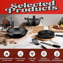 Sartenes Antiadherente Chef Set, 8 Piezas Sartén para Freír de Grandes, Utensilios de Cocina de Granito, Batería de Cocina para Todo Tipo de Estufas& sartenes de  | trastes para cocina | cocina - jj123 - Ver 1