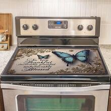 1pc Extra Large Stove Top Cover Mat - Heat-Resistant Non-Slip Kitchen Counter Protector, Elegant Butterfly & Floral Design In Beige/Golden/Blue/Purple/, Thankful &  Theme - Polyester Hot Pad For Gas/Electric Stoves, Dining Table Decor - 50x70cm/19.68x27.56in - View 10