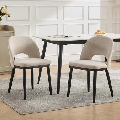 Sillas de comedor tapiceadas Conjunto de 2,Sillas de comedor de tela moderna con patas de madera,Sillas de cocina de comedor grande con espalda alta y asiento profundo para restaurante de cocina de comedor,Verde