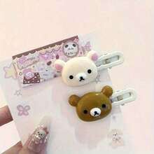 Adorable Cartoon Bear Hair Clips -Transparent Candy Colors |   Kawaii Women's Fashion Accessories |   Cute Gift Ideas For Her, Friend ( Trending Style!) - 4 隻(2 隻棕色小熊 + 2 隻米色小熊) - 查看 6