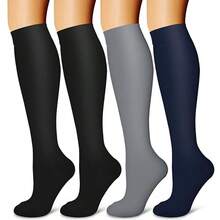 4 Pairs Multi-Color Compression Socks | Elastic Non-Slip | Breathable Comfortable | High Support For Travel/Sports | Suitable For Daily/Office Wear - Multicolor - View 19