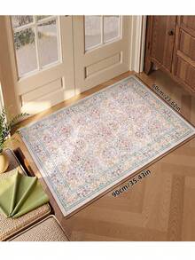 1pc Fluffy Luxurious Soft Bohemian Vintage Pink Area Rug, Non-Slip Washable, Velvet Surface, Perfect For Living Room, Bedroom, Hallway - Elegant Courtyard Design, Baroque Pattern, Indoor Mat, Living Room Carpet - Màu Hồng baby - Xem 3