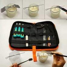 Suministros de fabricación de velas para principiantes con bolsa organizadora herramientas de perforación e inserción de mecha de vela para hacer velas kit de herramientas para hacer velas incluye - Negronaranjaazul - Ver 7