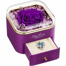 NEWNOVE - Collar de rosa morada real preservada con flores para  regalo de flores para mamá abuela esposa novia regalos de aniversario de cumpleaños para mujeres regalos para ella - 1Prpura - Ver 1