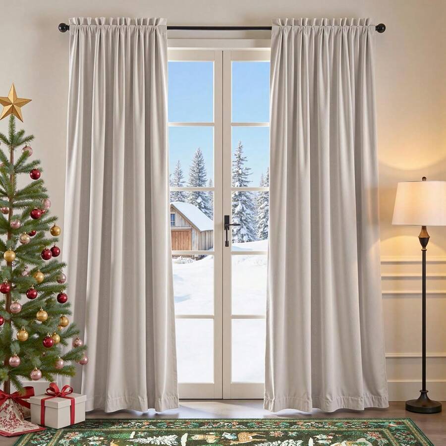 1 tấm rèm vải nhung nhập khẩu từ Hà Lan, định lượng 220gsm, trang trí cửa sổ phòng sang trọng, rèm cản sáng dày dặn giúp đảm bảo sự riêng tư vào mùa đông. - Màu Xám nhạt - Xem 1