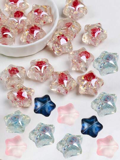 10pcs/Set Electroplated Pentagram Beads, Pink And Blue Star DIY Bracelet Accessories, For DIY Jewelry Making, Bracelets, Necklaces, Suitable As Wedding, Valentine's Day, Birthday, Back To School, Mother's Day Gifts, Holiday Party Decorations