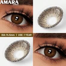 AMARA 1 Pair Brown Soft Lenses, Eye Makeup Beauty - Beautifying - 1 Year Lifespan, Suitable For Daily Wear, Perfect For Christmas/Valentine's Day - VIENNA-cHOCOLATE - View 5
