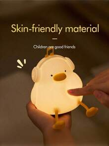 1pc Dimmable Rechargeable Cute Duck Night Light, Soft Silicone Touch Table Lamp, Dimmable Timer Light, 3-Level Brightness, Phone Holder, Night Light Suitable For Breastfeeding, Baby Room Decorating, Halloween, Christmas Gifts For Children, Boys, Girls, Adults.