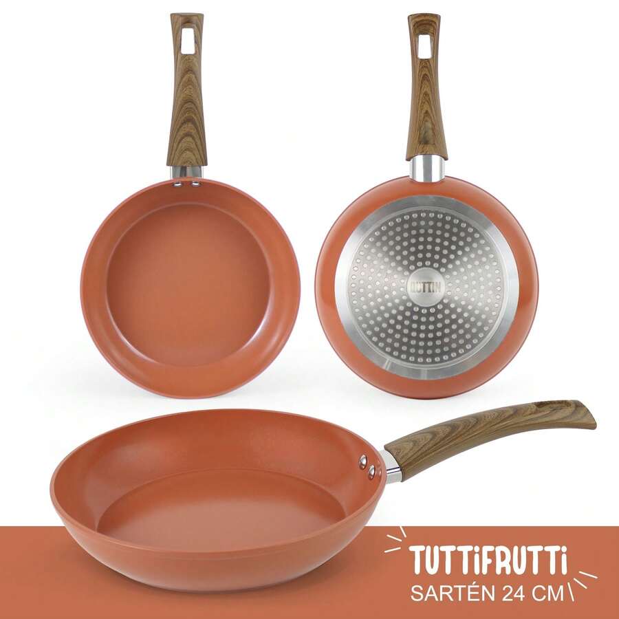 Inde Tuttifrutti 24公分煎鍋,鍛造鋁材質,不沾鍋,軟觸手柄,適用於電磁爐、燃氣爐、陶瓷爐、電爐和鹵素爐,不含PFOA - 免費送貨 ✅ 西班牙大陸地區24/48小時送達 - 24公分 - 查看 1